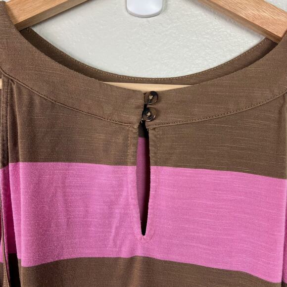 J. Jill Striped A-Line Halter Tank Top Size 2X Pink and Brown - Picture 4 of 6